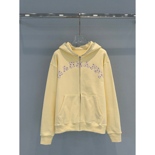 26冬季上新小众马卡龙色字母贴布手工锁边连帽卫衣外DM260101008