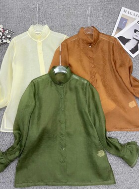 瑞瑞店2026夏上新真丝欧根纱提花衬衫(含100真丝)YS62-G230