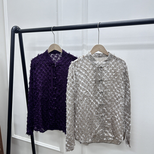 ysj 小衫 Y380 桑蚕丝羽毛轻薄老钱风长袖 瑞瑞26年春款