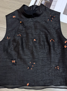 瑞瑞欧根纱下摆日常雅致无袖上衣马甲（含100真丝）YS3-zl-A77381