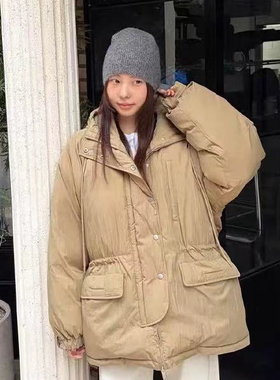 瑞瑞冬上新连帽收腰中长款保暖羽绒服外套26032