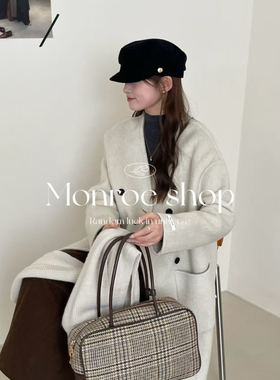 瑞家本风长款双口袋气质羊毛外套(配可拆帽子)（含100澳毛）8150