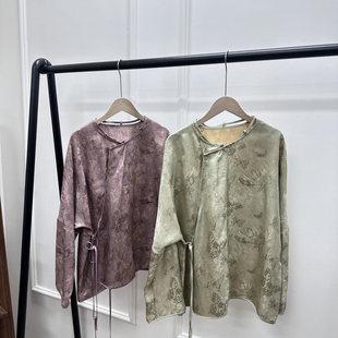 ysj 斜襟绑带小衫 Y384 桑蚕丝花罗新中式 瑞瑞26年春款