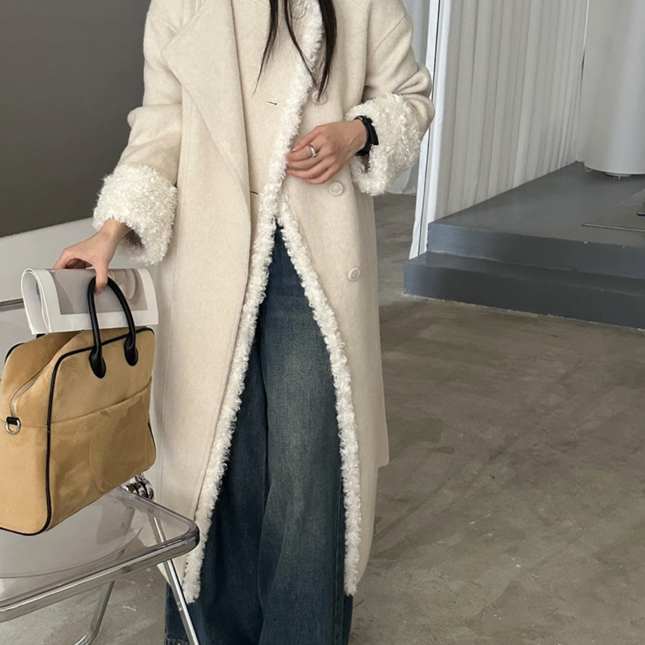 瑞瑞设计双面羊毛外套(配可拆卸腰带)（含100澳毛）Z-YWN592398