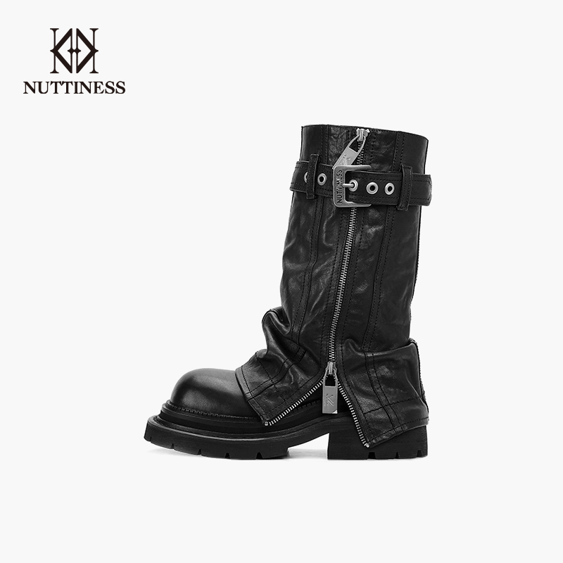 骑士靴真皮重工厚底小众设计