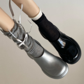 增高凉鞋 一脚蹬半拖真皮轻便拖鞋 女外穿时尚 狂野分子厚底包头拖鞋