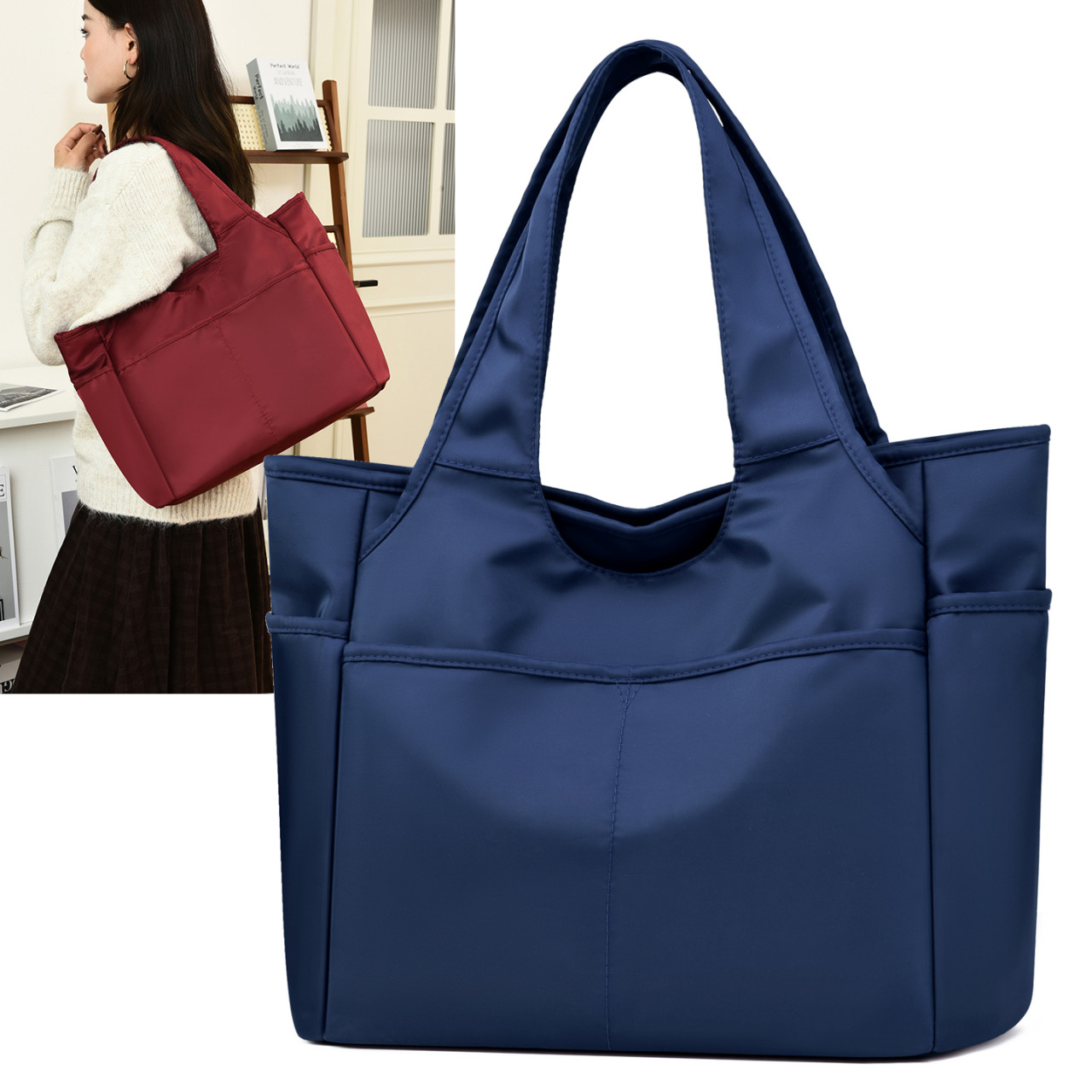 包包女2026新款时尚百搭通勤旅行大容量牛津尼龙帆布单肩手提布包