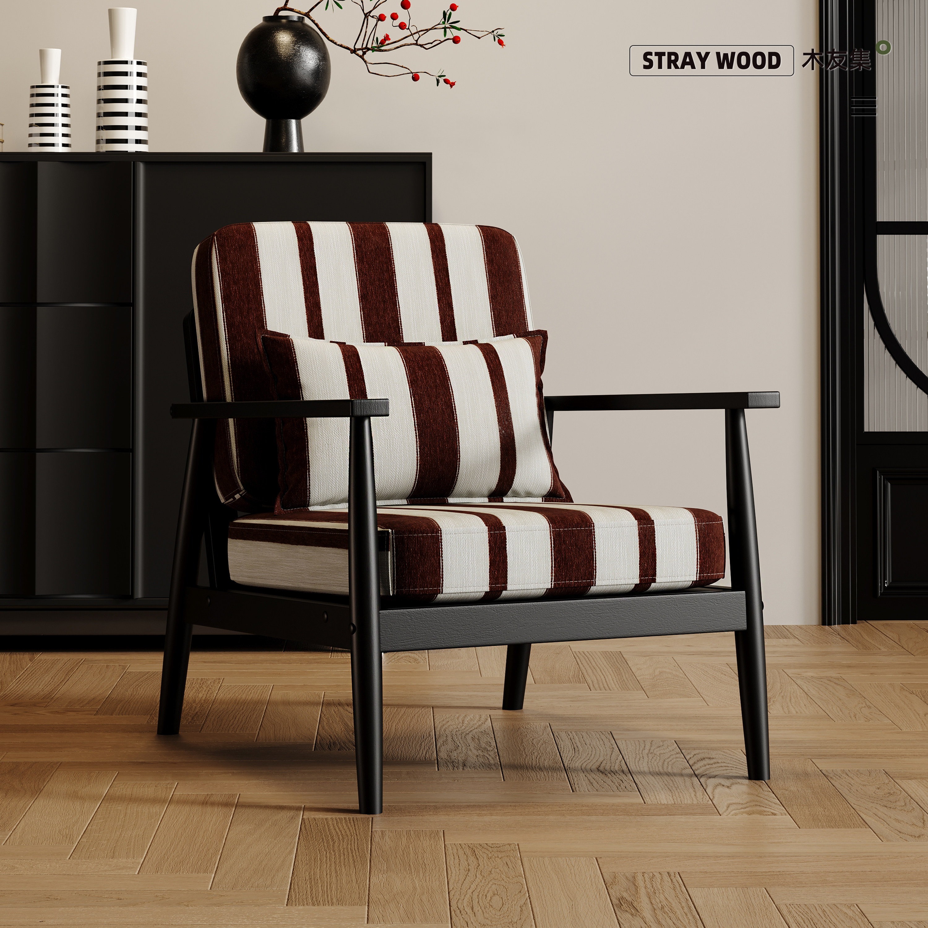 设计师单人沙发椅2025新款阳台休闲椅子复古高级感小户型实木座椅,住宅家具,沙发椅,淘宝优惠券,粉丝福利购,淘宝优惠卷