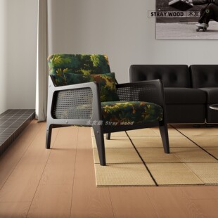 单人实木沙发椅休闲客厅家具阳台喝茶桌椅轻奢高级感意式懒人边椅