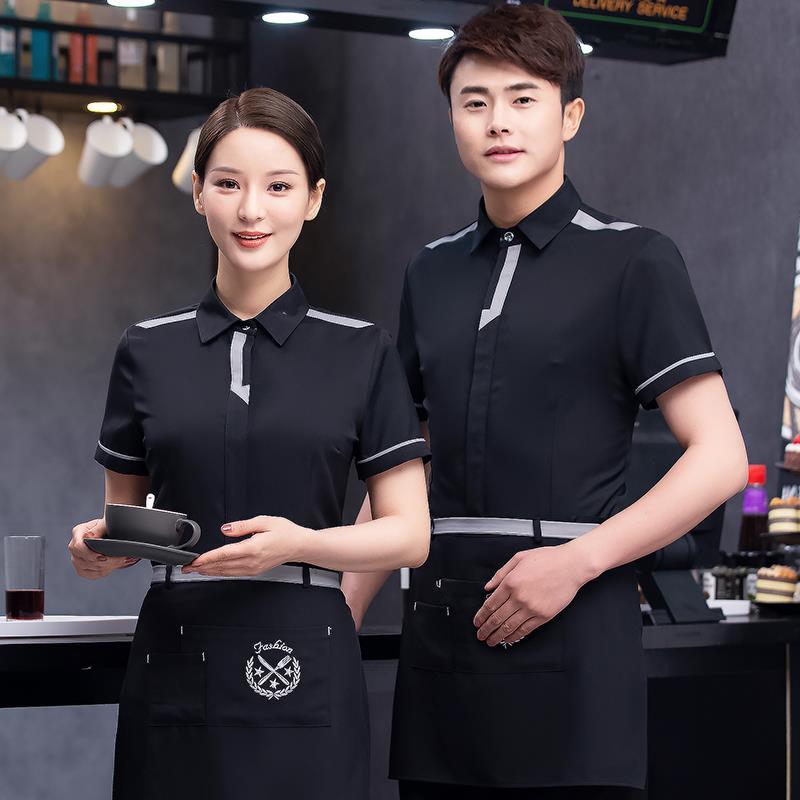 民族风酒店工作服夏装女饭店虾庄中餐厅火锅店服务员餐饮制服短袖