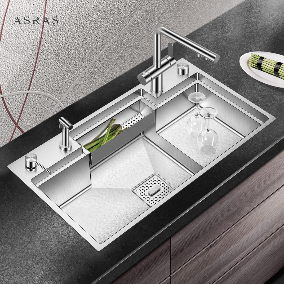 ASRAS304不锈钢阶梯式大单槽