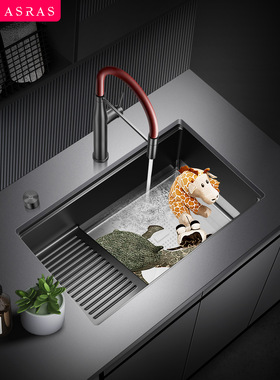 Asras Assas加厚不锈钢纳米水箱阳台洗涤盆搓板洗衣池单盆洗衣槽