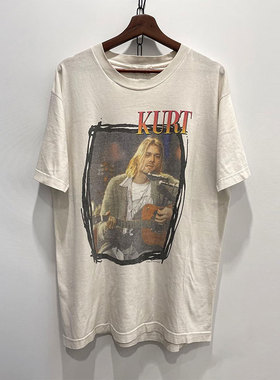 Nirvana涅槃乐队FOG风科特柯本人像vintage阿美咔叽潮牌短袖T恤衫