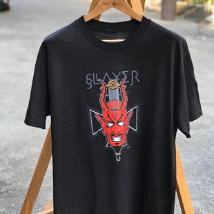 欧美Slayer激流金属乐队FOG复古风潮牌短袖vintage古着小领口T恤