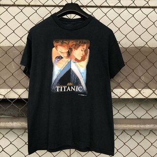 泰坦尼克号海报ins超火vintage复古短袖t恤男潮牌宽松oversizeTEE