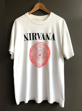 涅槃Nirvana摇滚乐队宽松古着感vintage潮牌T恤男女高街fog风短袖