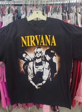 科特柯本Nirvana摇滚乐队人像古着感短袖vintage潮牌复古宽松T恤