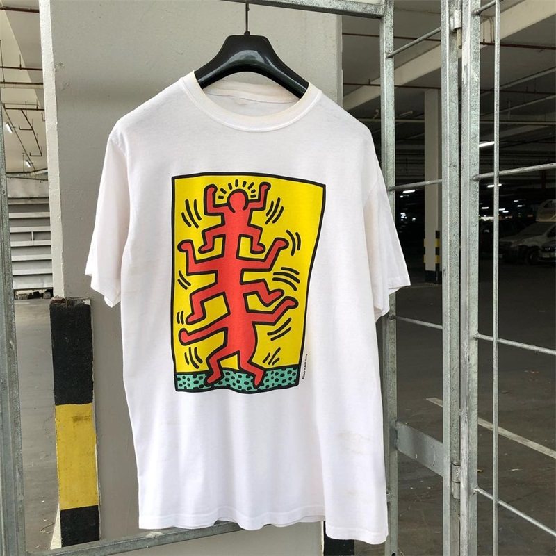 凯斯哈林KeithHaring重磅男女情侣T恤质感涂鸦简约潮oversize短袖,男装,T恤,淘宝优惠券,粉丝福利购,淘宝优惠卷