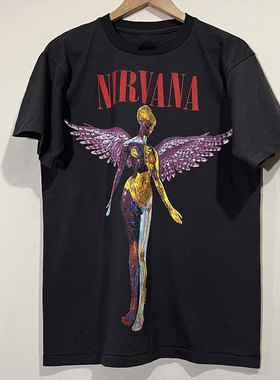 NIRVANA涅槃摇滚乐队天使潮牌短袖科特·柯本同款美式复古高街T恤