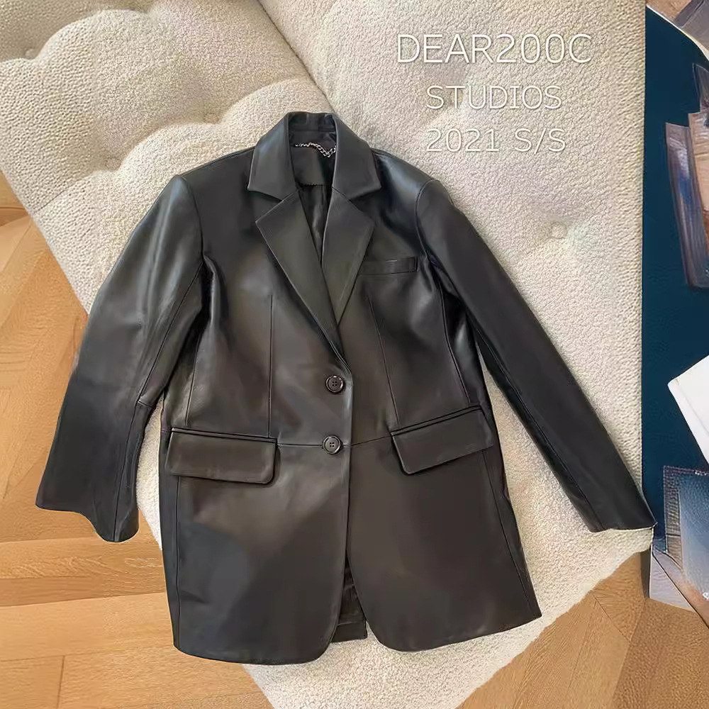 今年流行特惠欧货爆款2025海宁春季新款真皮皮衣女中长款韩版