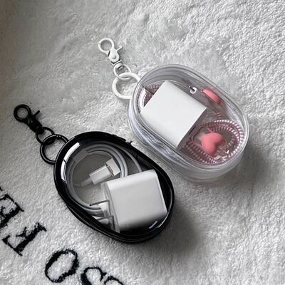 Data cable charger, charging and storage, transparent windi
