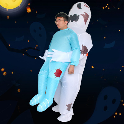 White alien holding inflatable clothing COS doll funny perf