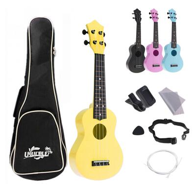 4 Strings 21 Inch ABS Ukulele Full Kits Acoustic Colorful Ha
