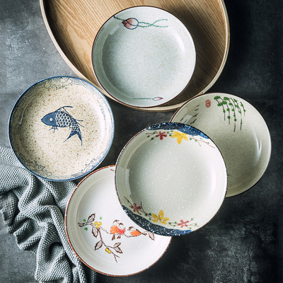 Japanese retro ceramic plates with high aesthetic value, de