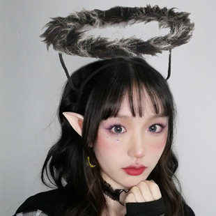 Halloween headband, black angel halo hair clip, demon witch