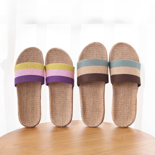 Four season home linen slippers for men and women, summer h