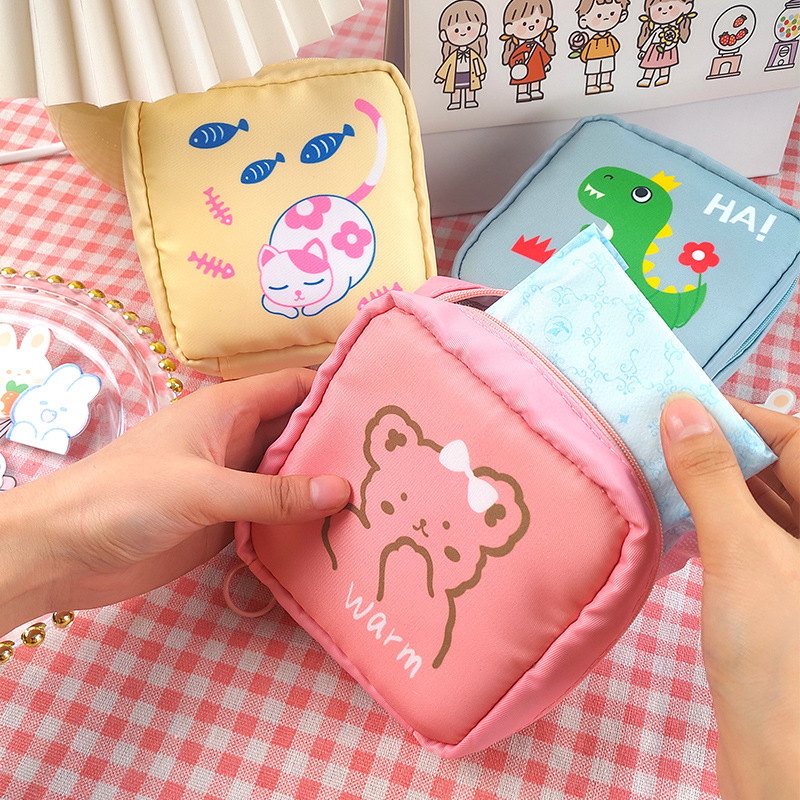 Cute cartoon sanitary napkin storage bag, student girl sani