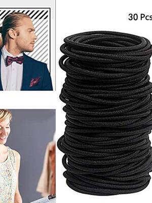 30PC 4MM Thick Black High Elastic Hair Rope/Loop/Rubber Band