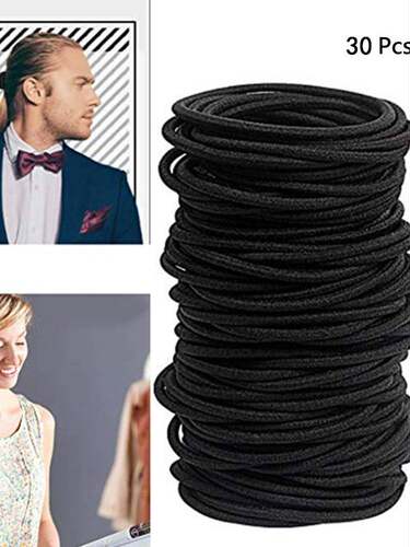 30PC 4MM Thick Black High Elastic Hair Rope/Loop/Rubber Band