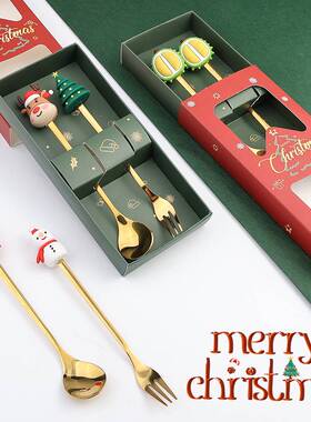 Christmas spork spoon set Q edition cartoon coffee spoon fru