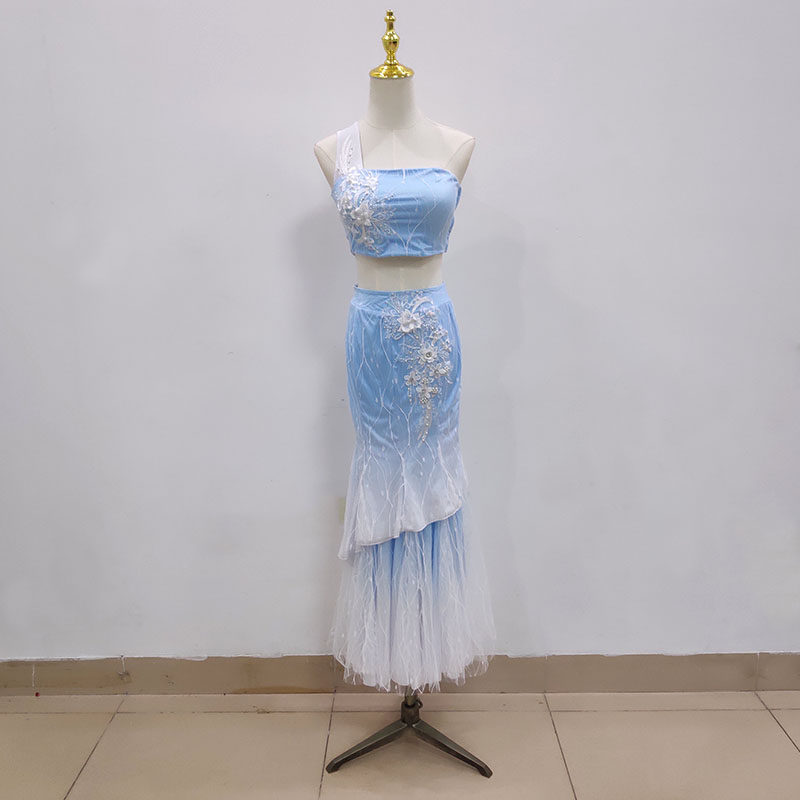 包臀鱼尾练习裙傣族舞演出服艺考