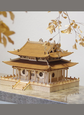 新中式风木质古建筑成品酒店模型