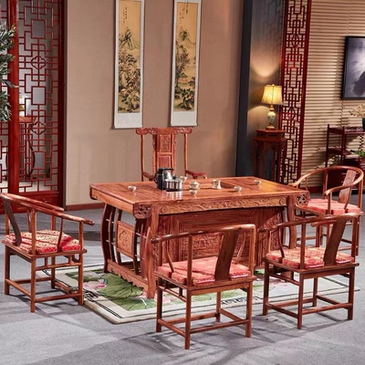 红木茶台刺猬紫檀中式茶桌花梨木家具