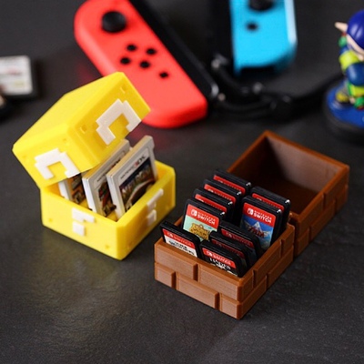 任天堂Switch卡盒NS游戏卡带收纳盒马里奥周边问号箱砖块箱收纳架