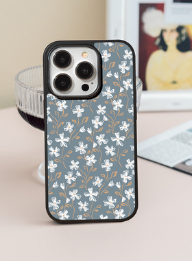 「素白花枝」苹果iPhone17promx手机壳16钢化玻璃华为mate80OPPOFINDX9荣耀14小米15红米VIVOX300s简约保护套