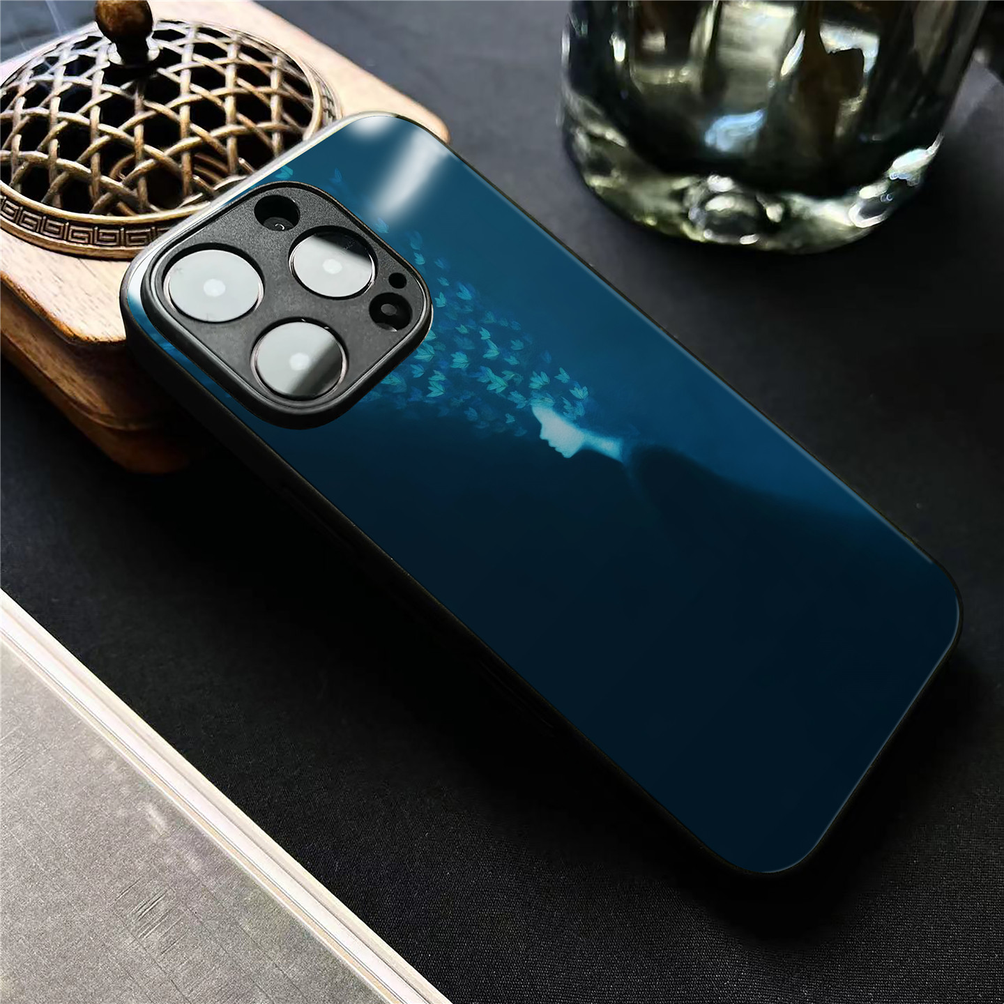湛蓝思绪艺术生适用苹果14promax手机壳玻璃iphone16小米15OPPOreno9一加vivox100荣耀iqoo华为mate60红米k70