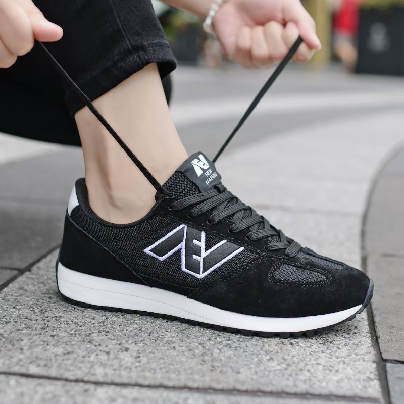 官方正品n字鞋2026春季新款黑色男士鞋子复古真皮女鞋运动休闲鞋