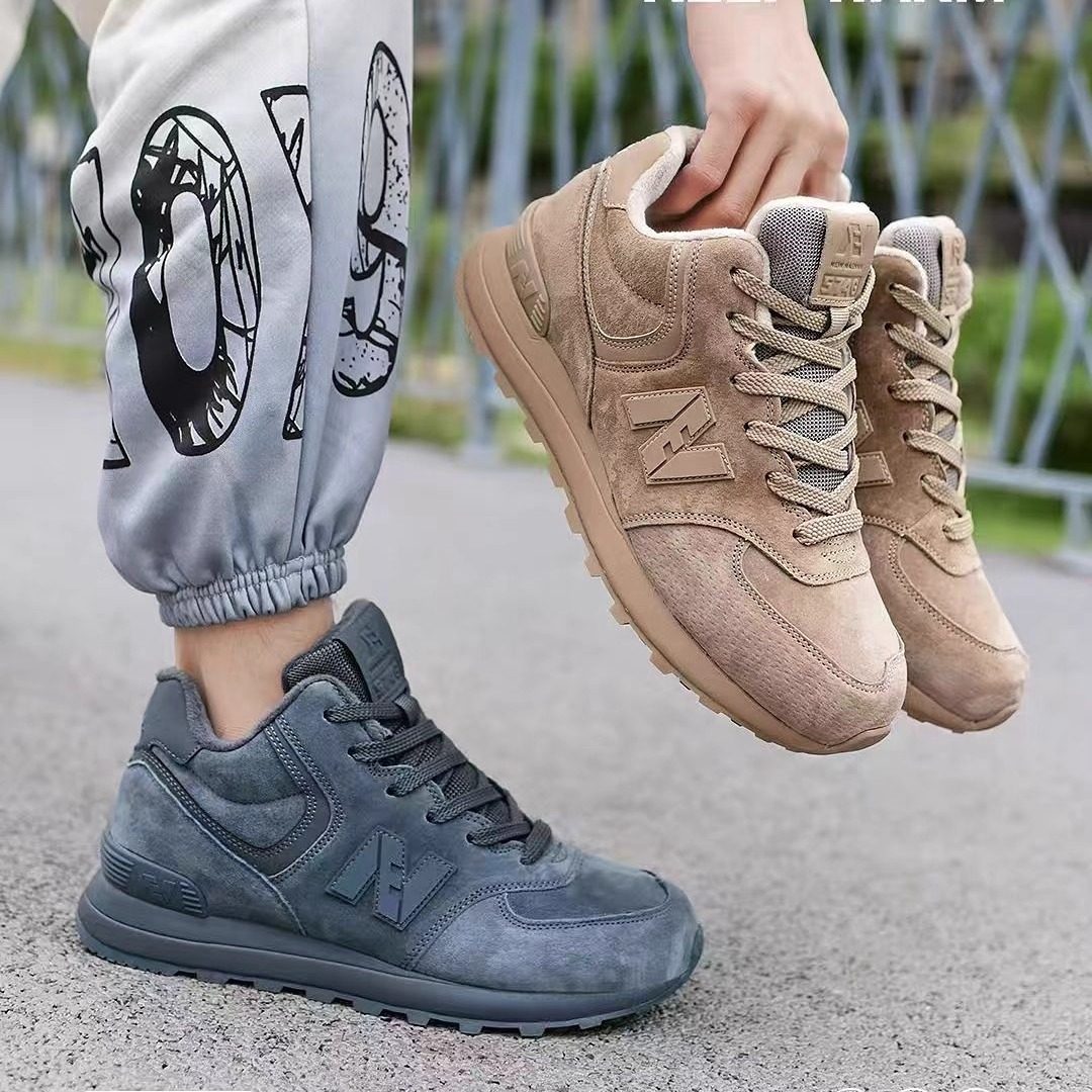 新百伦官方正品冬季高帮男士休闲运动鞋时尚真皮软底减震跑步鞋男