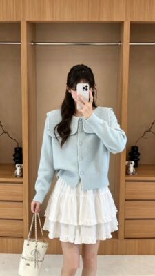 软糯新款翻领毛衣女秋冬小香风气质可爱减龄针织开衫洋气春秋上衣
