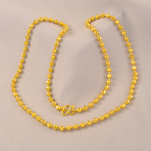 意大利工艺镀24K金色小圆珠豆豆项链女款简约高级叠戴百搭款素链