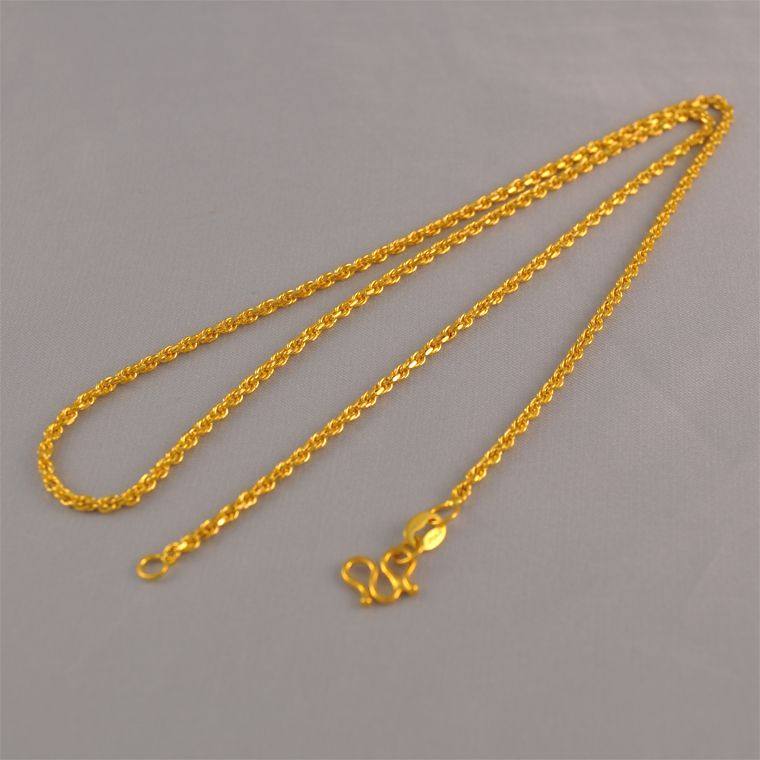 可穿吊坠M扣镀24K金色麻花项链男女款时尚百搭气质项链情侣锁骨链