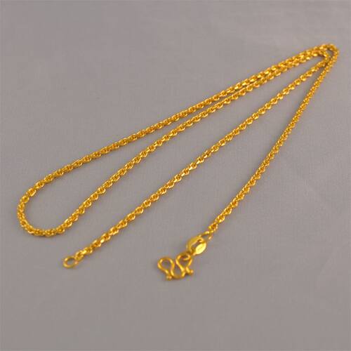 可穿吊坠镀24K金色麻花项链男女