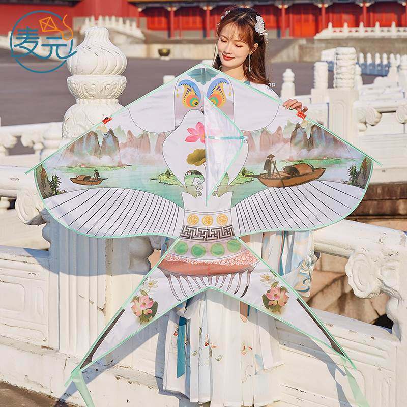 麦元新款中国风国潮仙鹤风筝儿童成人大人专用网红沙燕微风易飞