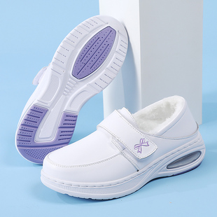 气垫护士鞋女秋冬季真皮透气不累脚软底防滑加绒加厚工作医护棉鞋