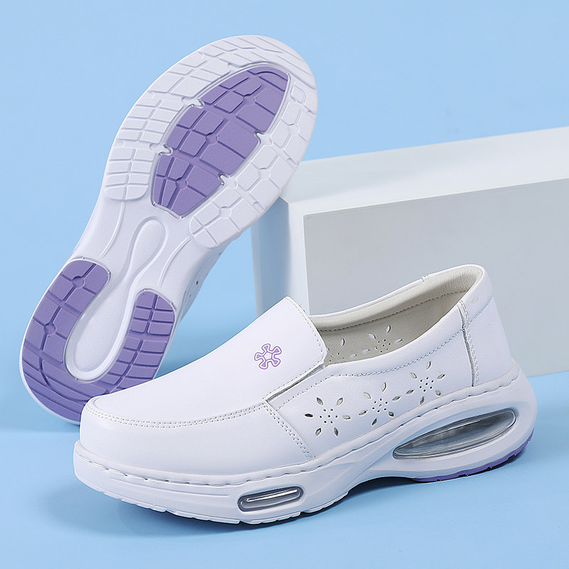 气垫护士鞋女夏季镂空厚底防滑防臭真皮软底透气不累脚工作医护鞋