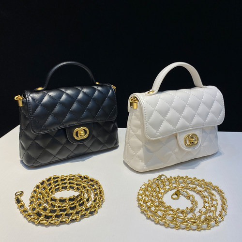 25P黑金kelly包小香风手提包